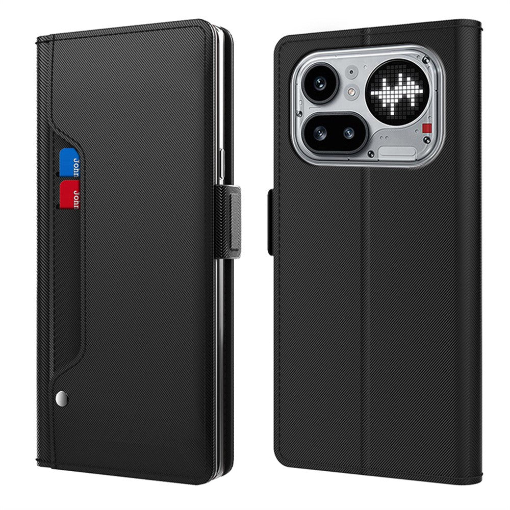 Nothing Phone (4a) Pro Wallet-Handyhülle – Aus PU-Leder mit Ständer, Kartenhalter & Spiegel
