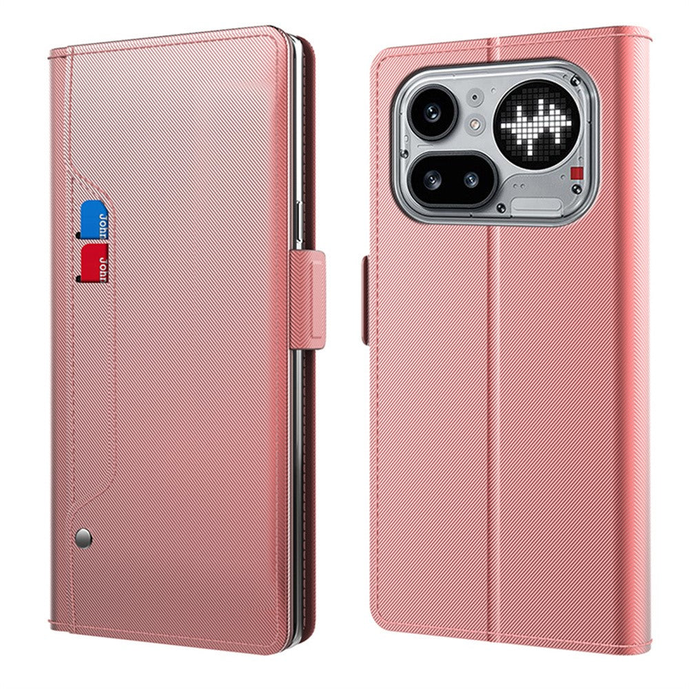 Nothing Phone (4a) Pro Wallet-Handyhülle – Aus PU-Leder mit Ständer, Kartenhalter & Spiegel