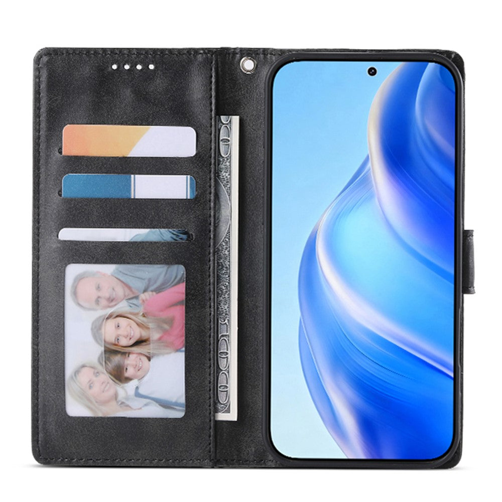 For Samsung Galaxy A27 5G Phone Case Stand Wallet Calf Texture PU Leather Flip Phone Cover with Wrist Strap