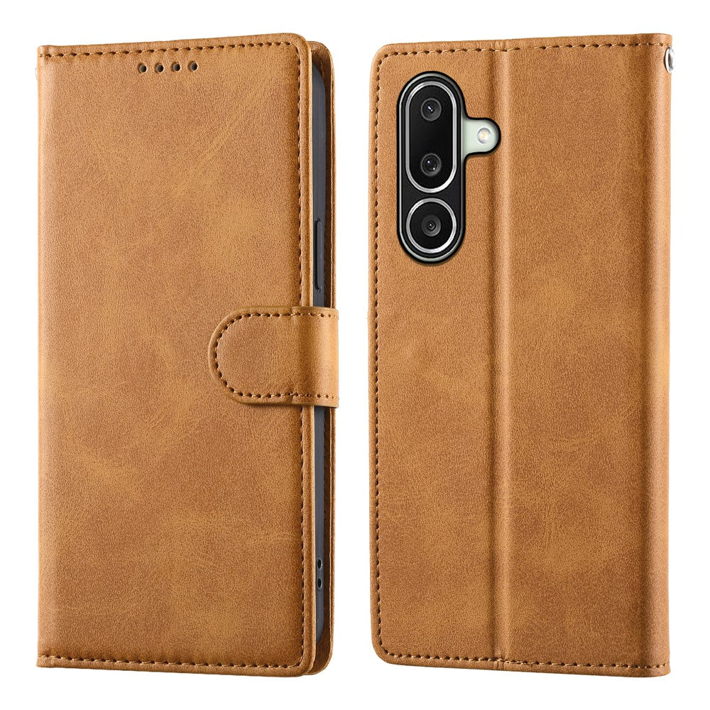 For Samsung Galaxy A27 5G Phone Case Stand Wallet Calf Texture PU Leather Flip Phone Cover with Wrist Strap