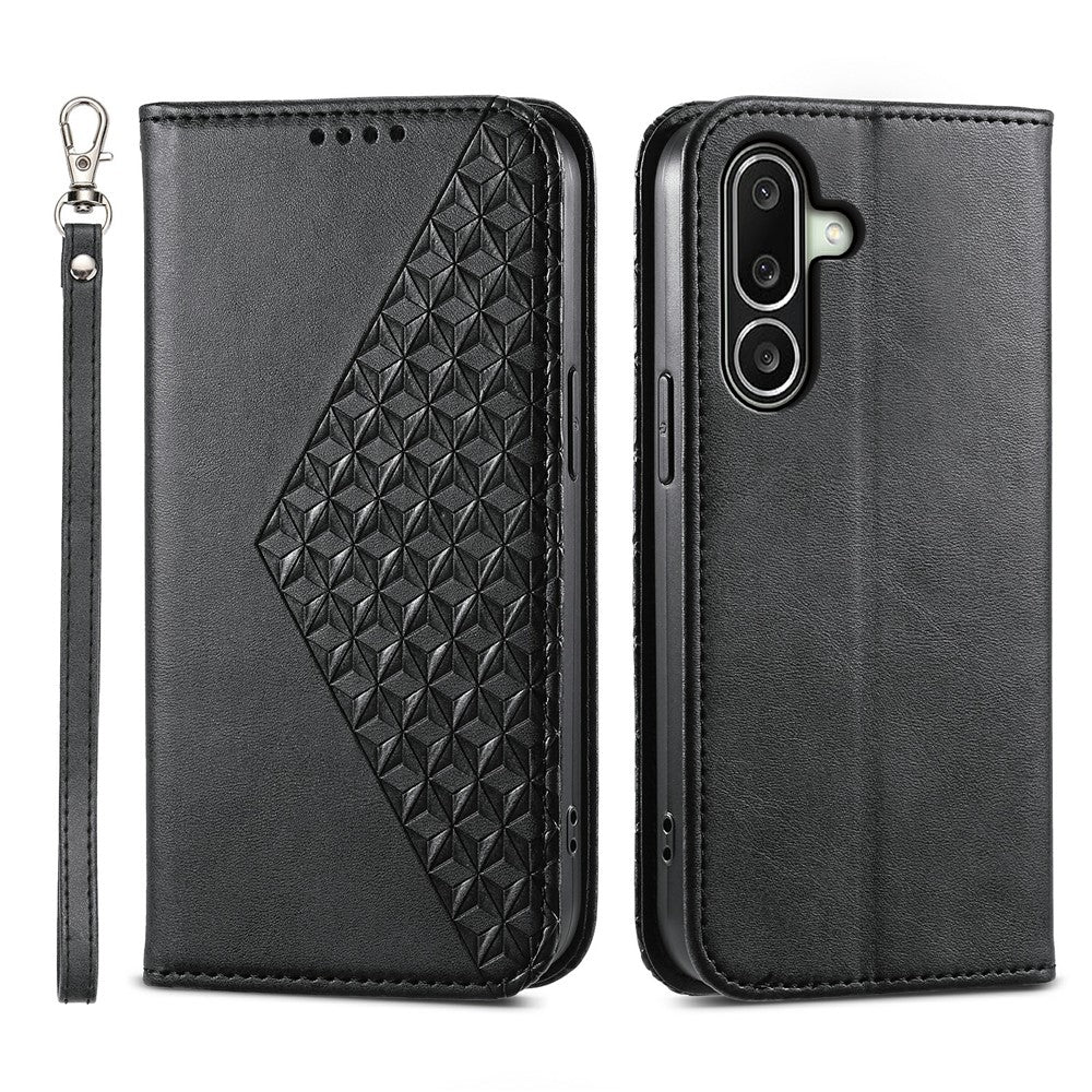 For Samsung Galaxy A27 5G Case Calf Texture PU Leather Wallet Phone Cover with Wrist Strap