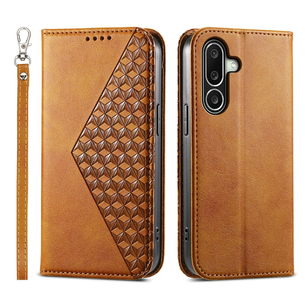 For Samsung Galaxy A27 5G Case Calf Texture PU Leather Wallet Phone Cover with Wrist Strap
