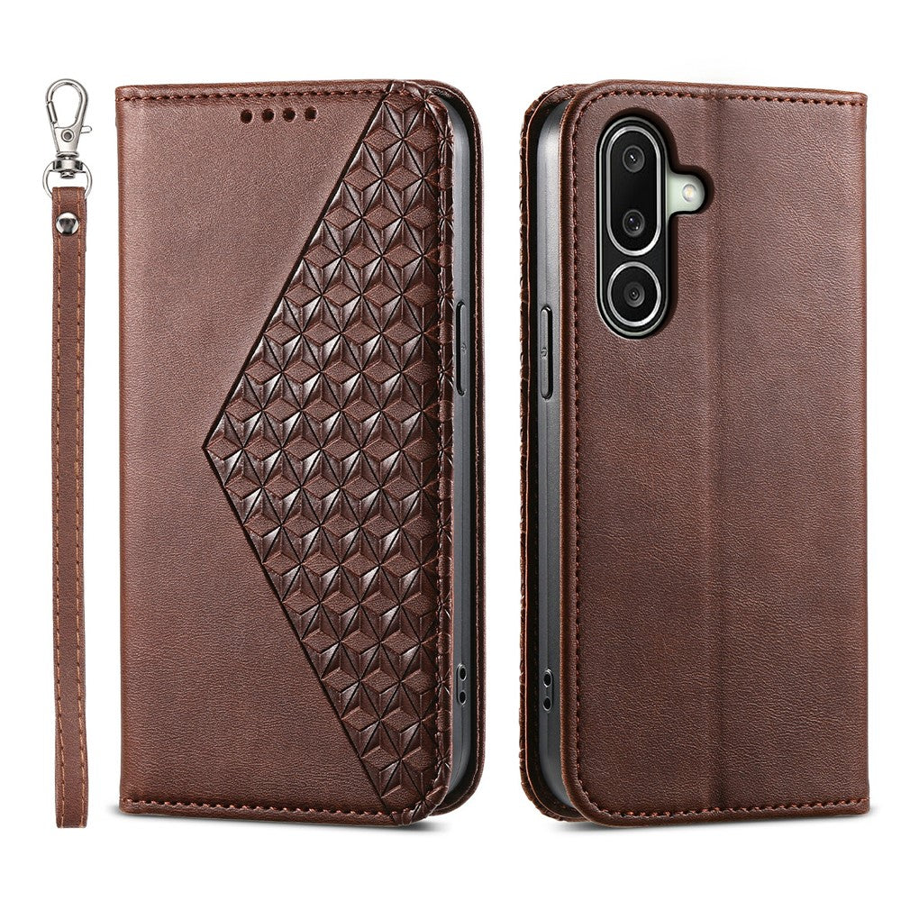 For Samsung Galaxy A27 5G Case Calf Texture PU Leather Wallet Phone Cover with Wrist Strap