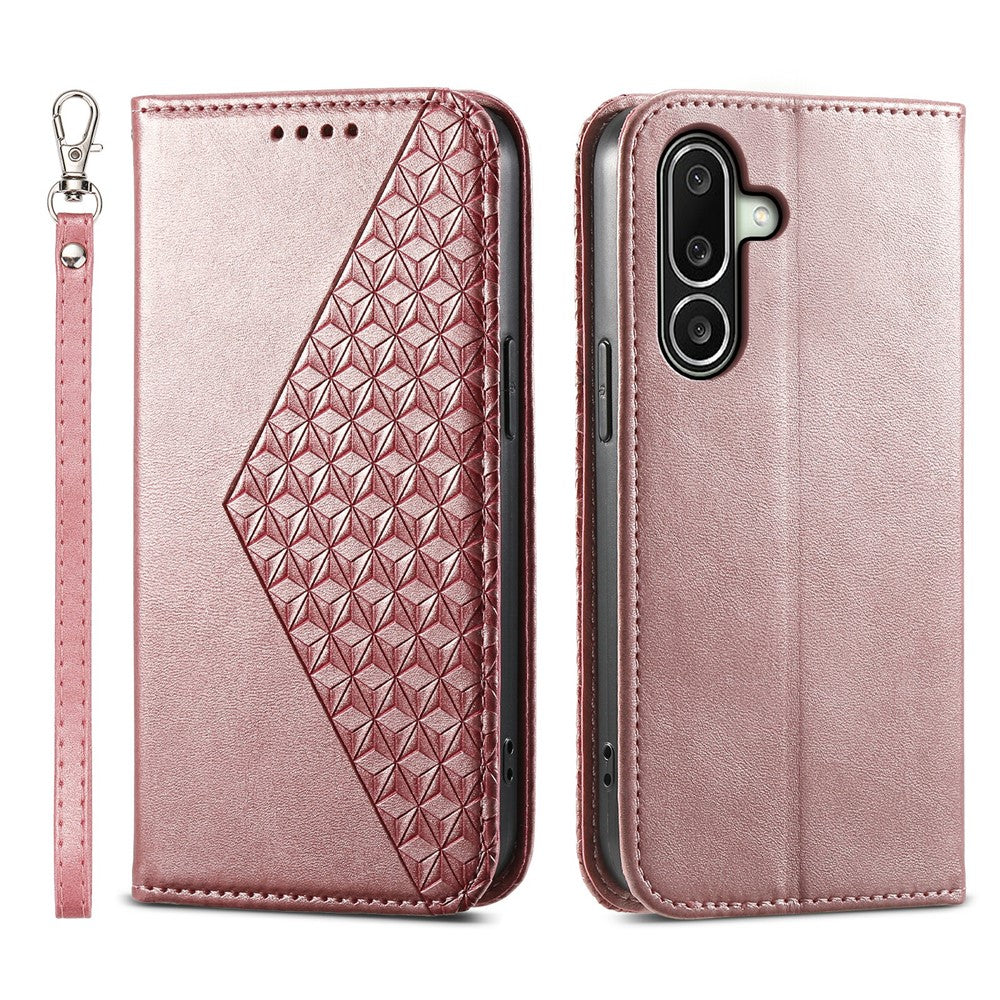 For Samsung Galaxy A27 5G Case Calf Texture PU Leather Wallet Phone Cover with Wrist Strap