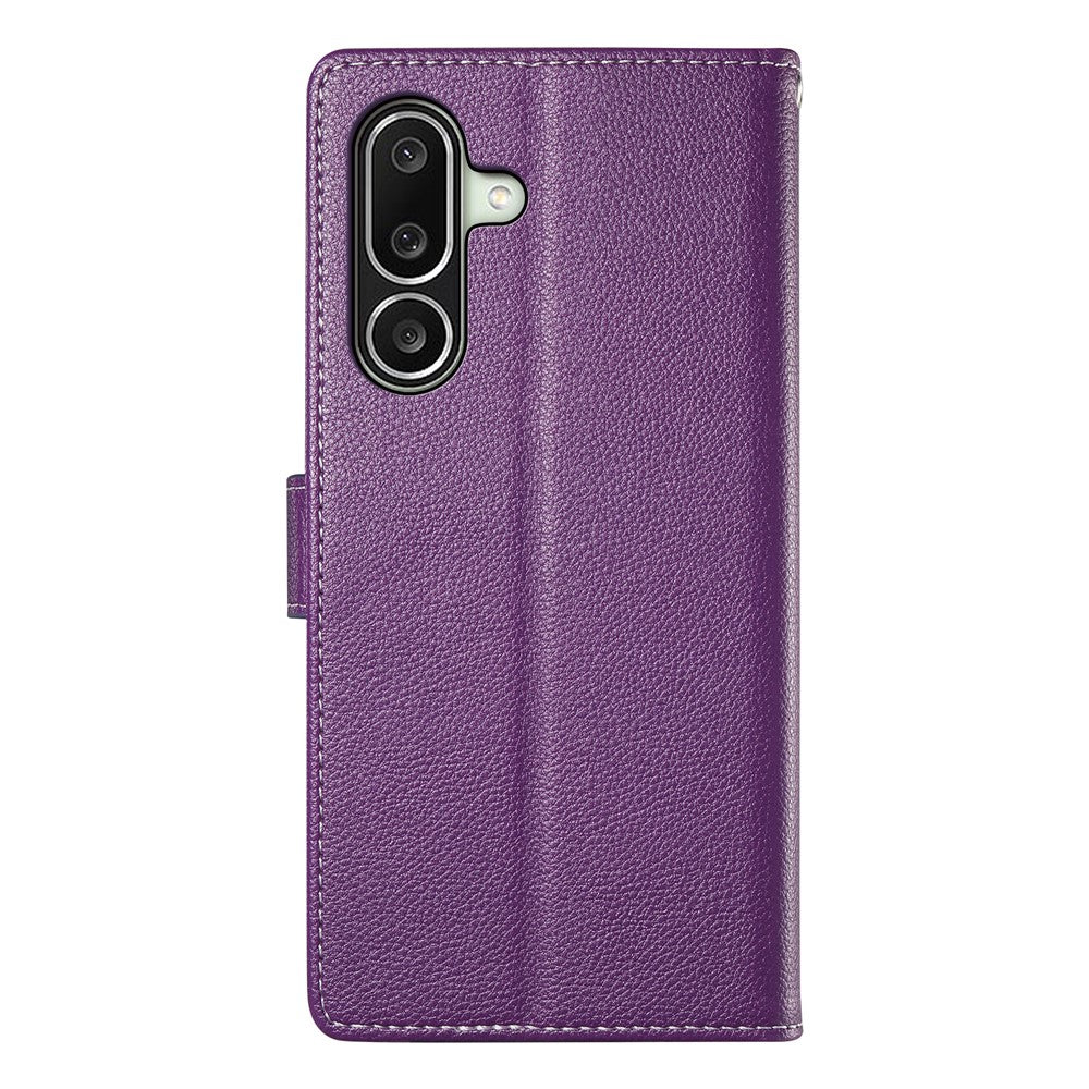 For Samsung Galaxy A27 5G Case Magnetic Snap Litchi Texture Leather Wallet Phone Cover with Wrist Strap