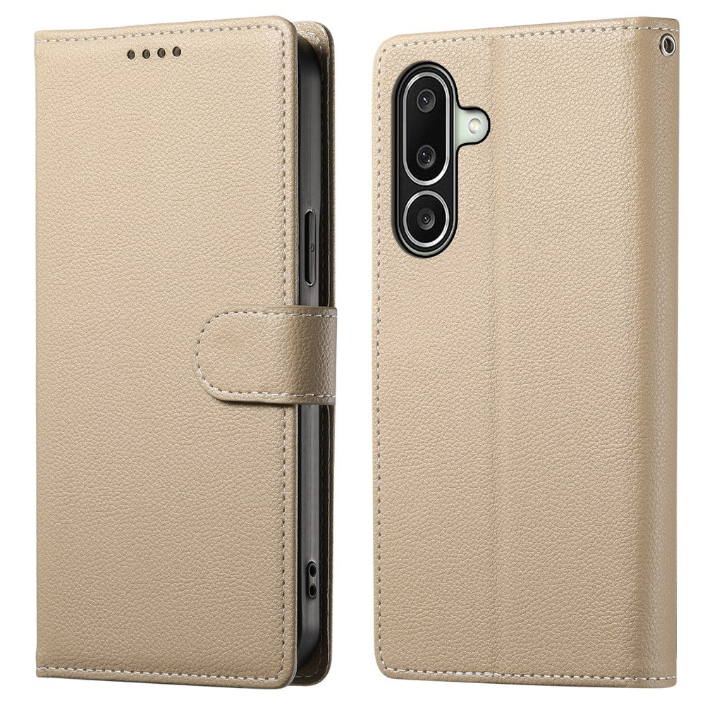 For Samsung Galaxy A27 5G Case Magnetic Snap Litchi Texture Leather Wallet Phone Cover with Wrist Strap