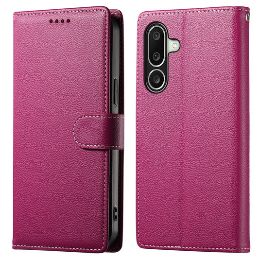 For Samsung Galaxy A27 5G Case Magnetic Snap Litchi Texture Leather Wallet Phone Cover with Wrist Strap