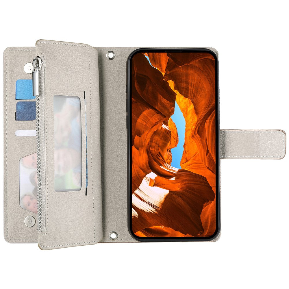 For Samsung Galaxy A27 5G Leather Case Zipper Wallet Color Splicing Flip Phone Cover with Straps