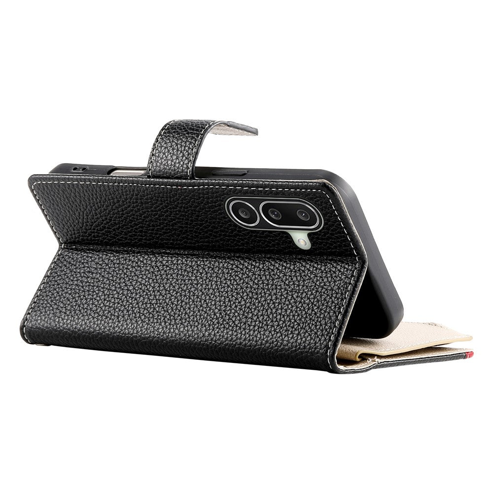 For Samsung Galaxy A27 5G Leather Case Zipper Wallet Color Splicing Flip Phone Cover with Straps