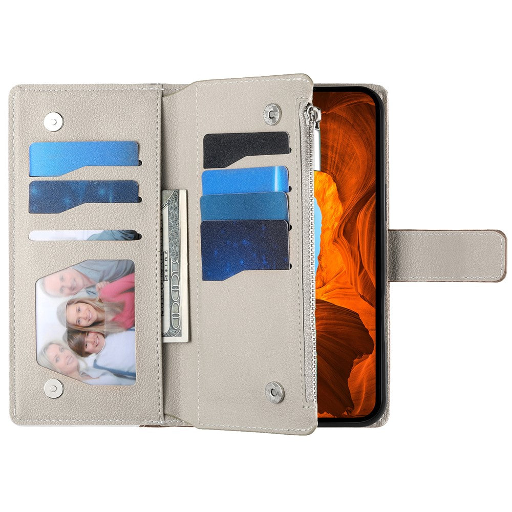 For Samsung Galaxy A27 5G Leather Case Zipper Wallet Color Splicing Flip Phone Cover with Straps