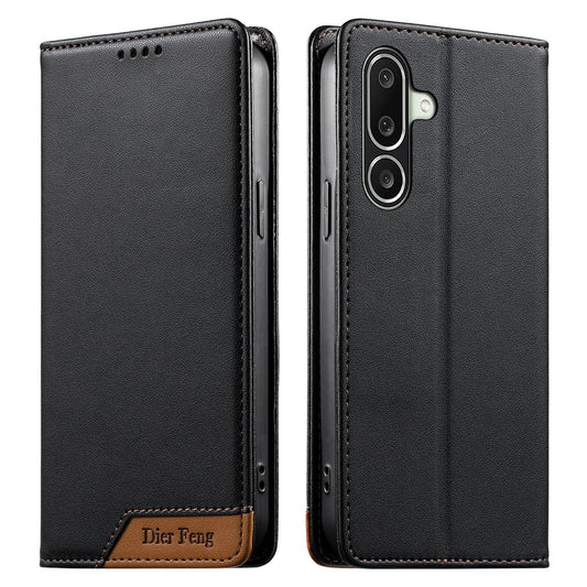 DIERFENG DF-018 for Samsung Galaxy A27 5G Case RFID Blocking Wallet Leather Phone Cover with Color Splicing Logo Corner