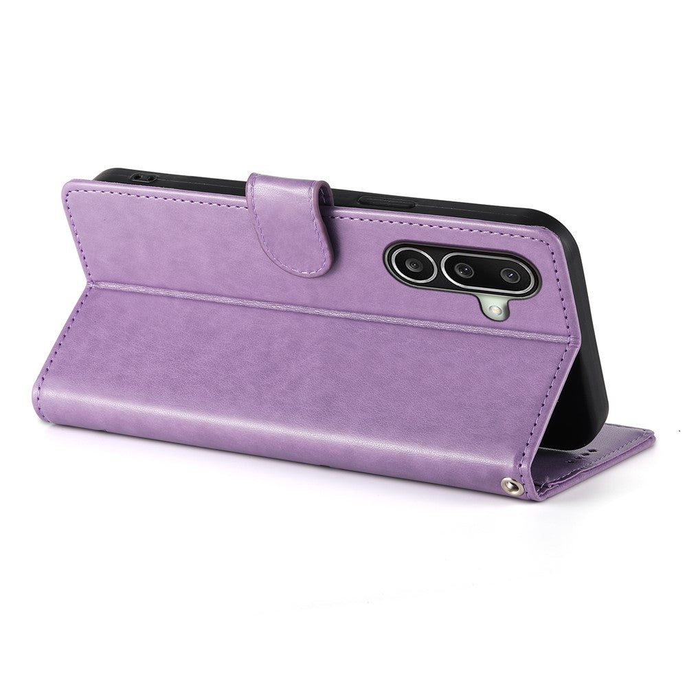 For Samsung Galaxy A27 5G Wallet Case Butterfly Floral Imprint PU Leather Phone Cover with Wrist Strap