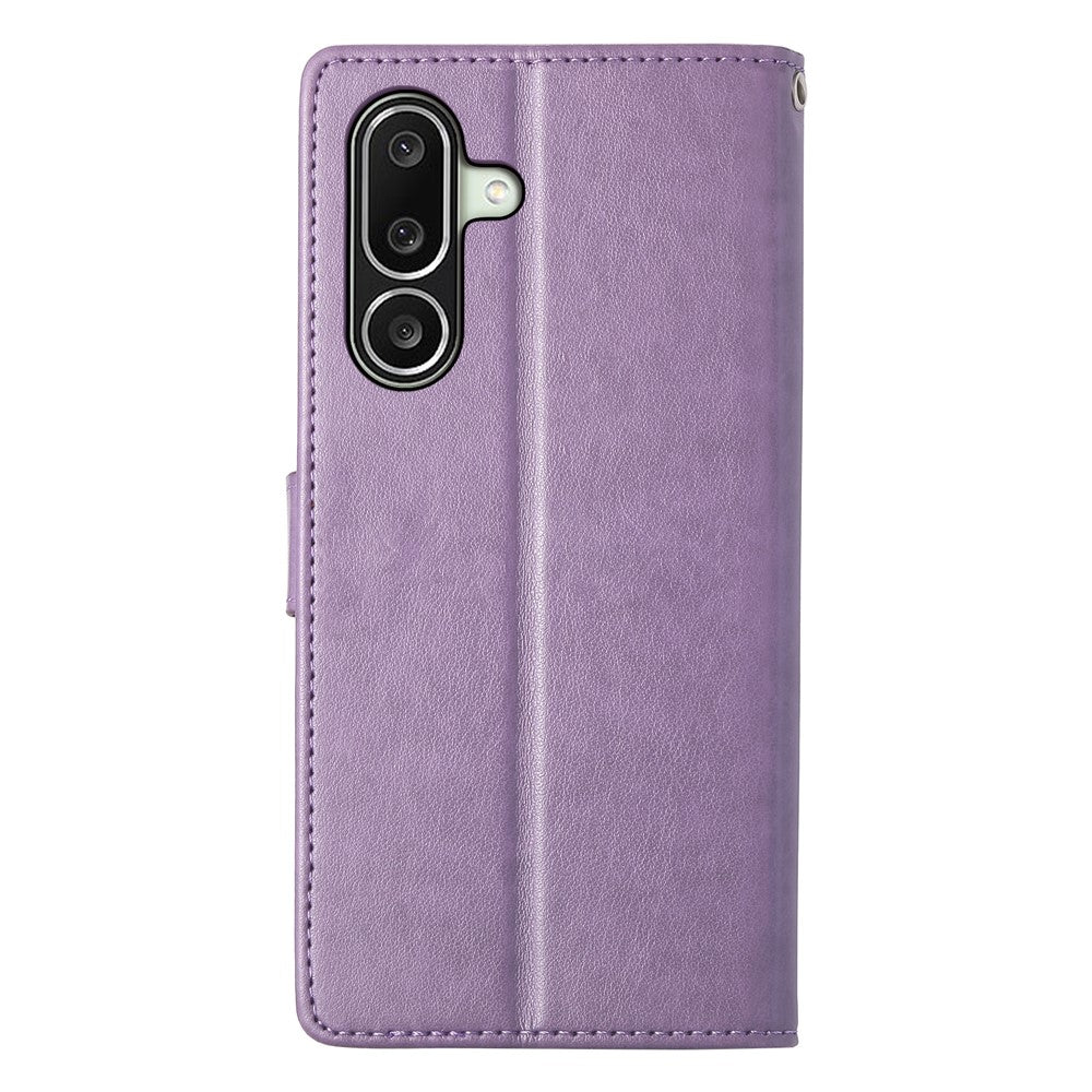 For Samsung Galaxy A27 5G Wallet Case Butterfly Floral Imprint PU Leather Phone Cover with Wrist Strap