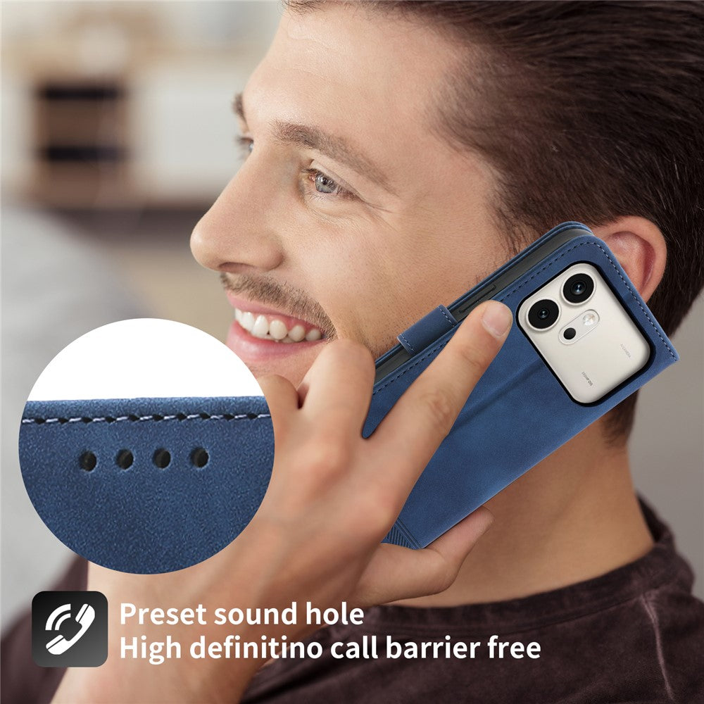 DIERFENG DF-03 For Honor 600 5G Leather Case Lines Imprint Wallet Phone Cover with Wrist Strap