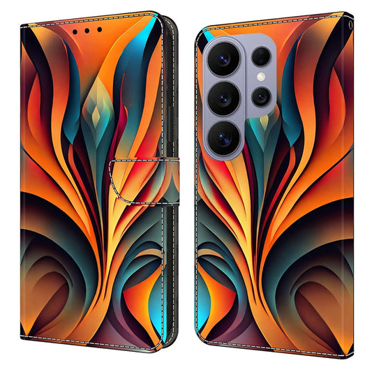 Galaxy S26 Ultra Handyhülle – Brieftaschen-Standgehäuse mit Musterdruck, Leder
