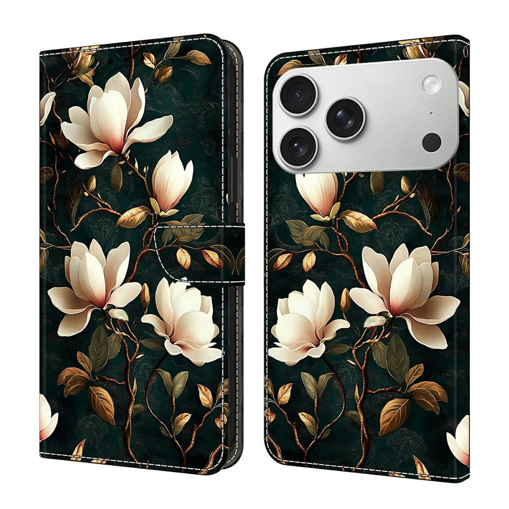 For iPhone 18 Pro / 17 Pro Wallet Stand Case Pattern Printing Leather Phone Cover