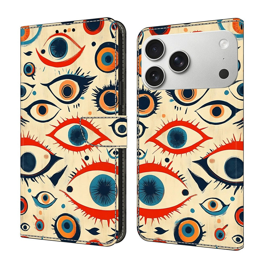 For iPhone 18 Pro / 17 Pro Wallet Stand Case Pattern Printing Leather Phone Cover