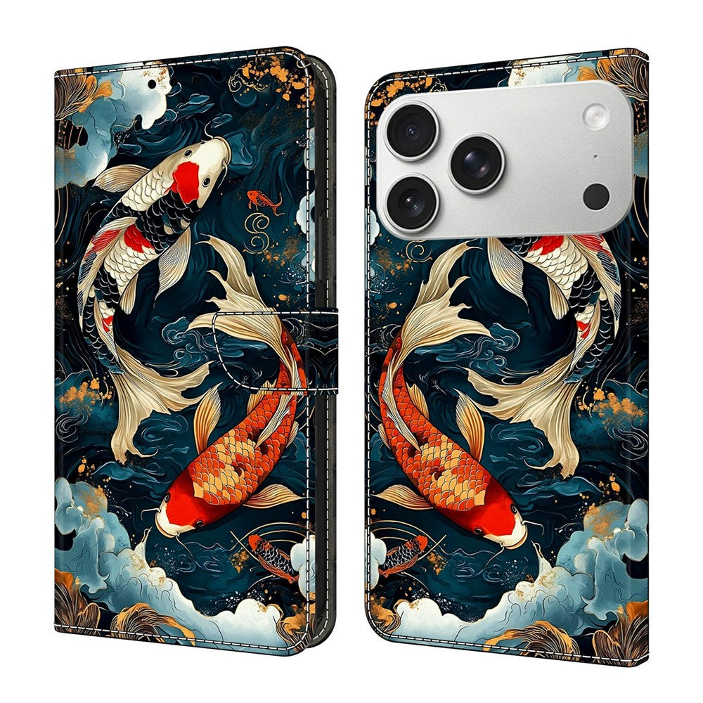 For iPhone 18 Pro / 17 Pro Wallet Stand Case Pattern Printing Leather Phone Cover