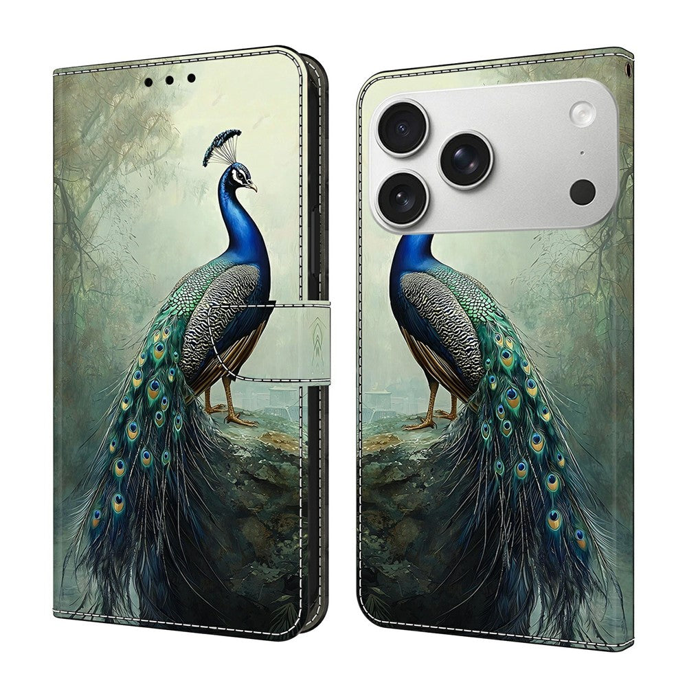 For iPhone 18 Pro / 17 Pro Wallet Stand Case Pattern Printing Leather Phone Cover