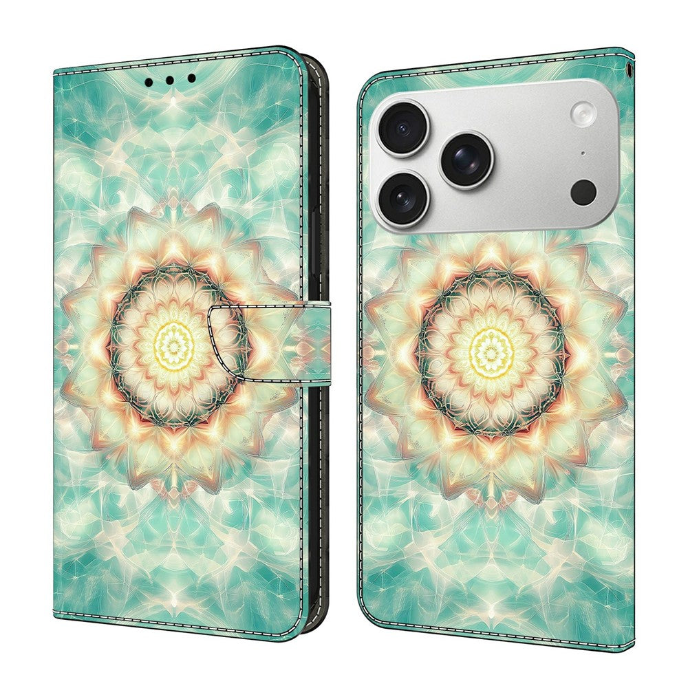 For iPhone 18 Pro / 17 Pro Wallet Stand Case Pattern Printing Leather Phone Cover