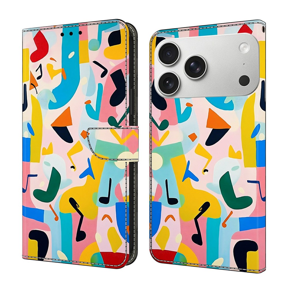 For iPhone 18 Pro / 17 Pro Wallet Stand Case Pattern Printing Leather Phone Cover
