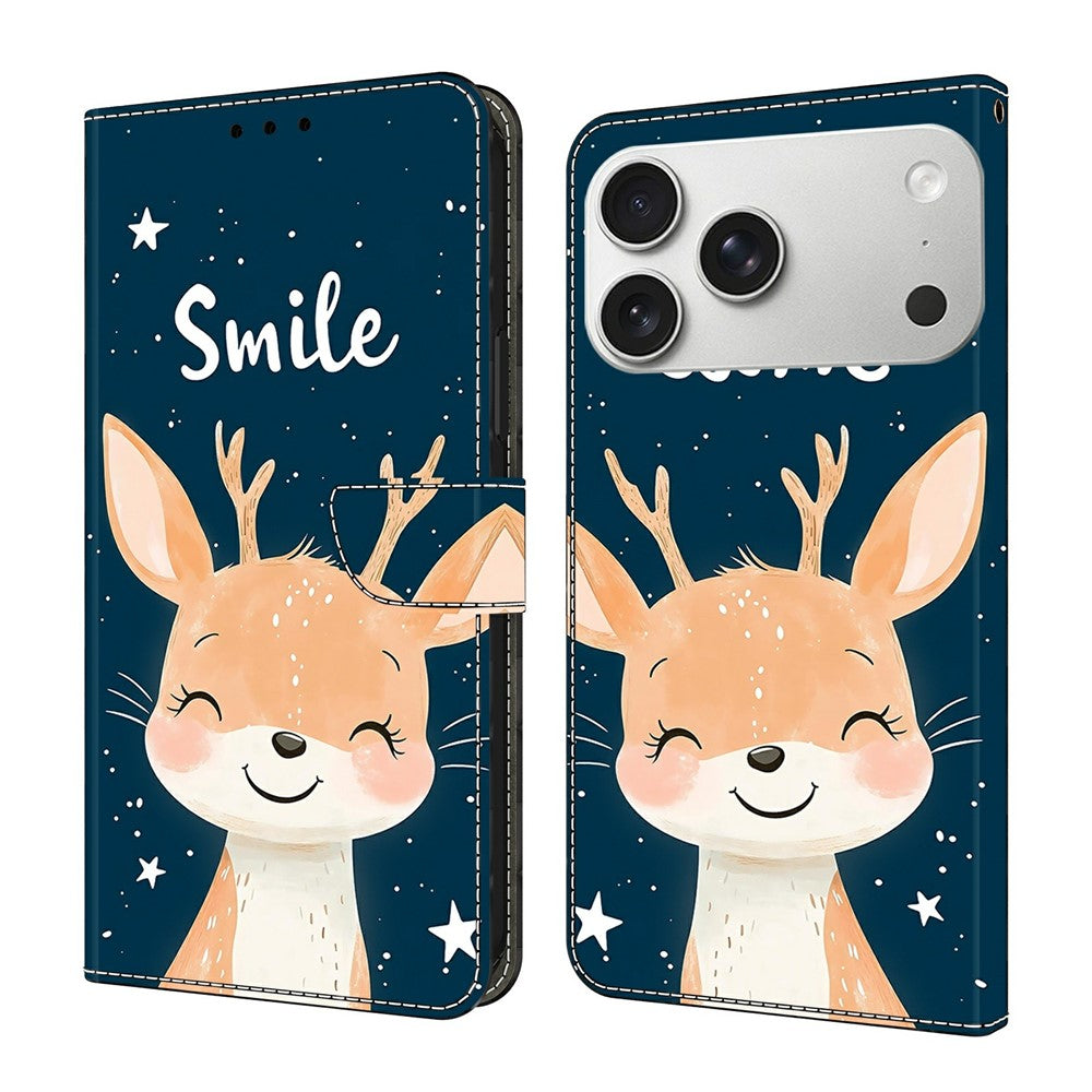 For iPhone 18 Pro / 17 Pro Wallet Stand Case Pattern Printing Leather Phone Cover