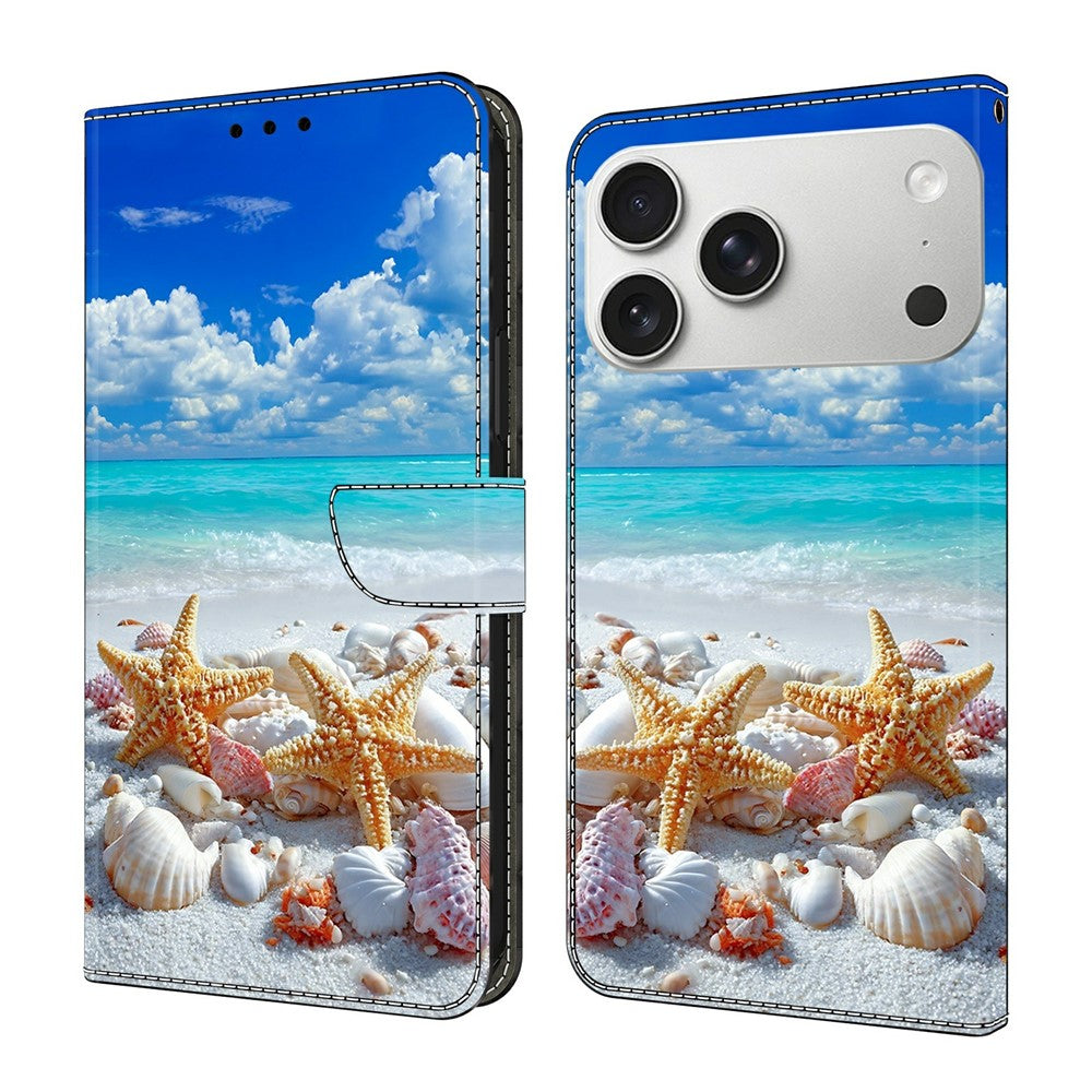 For iPhone 18 Pro / 17 Pro Wallet Stand Case Pattern Printing Leather Phone Cover