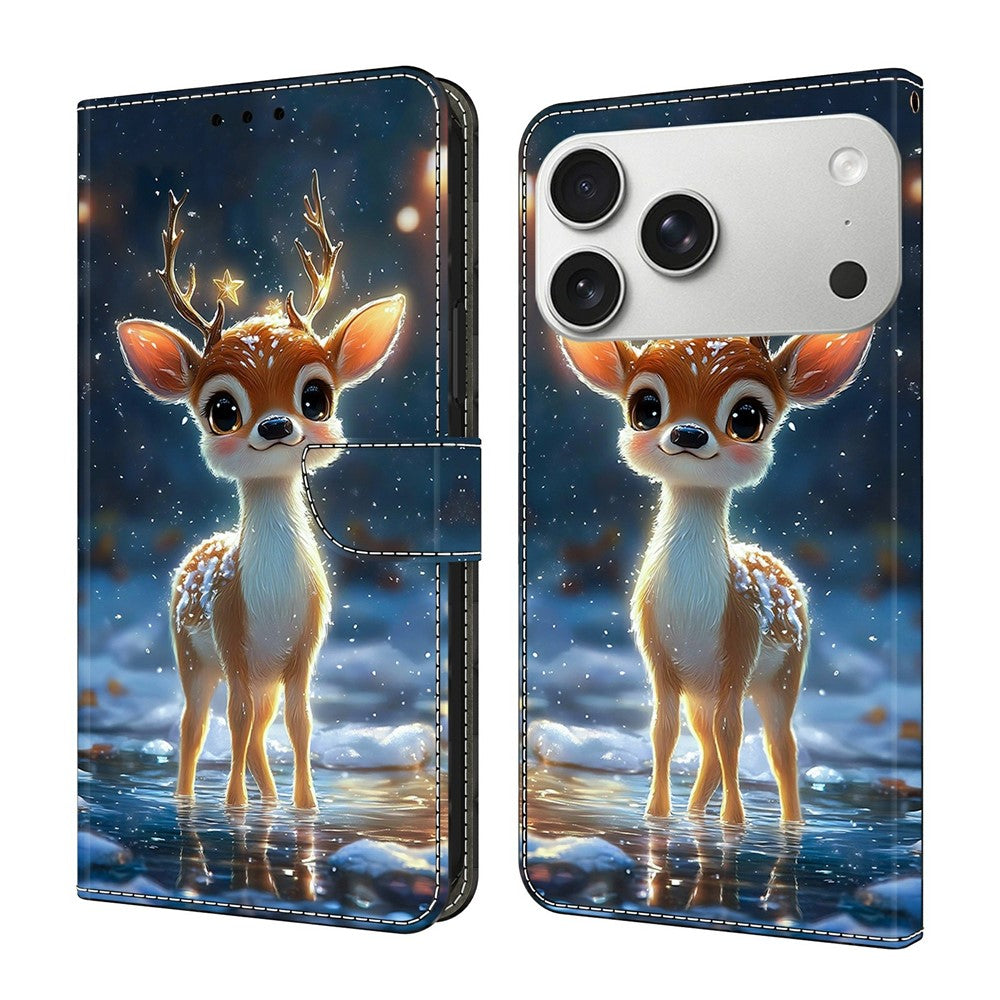 For iPhone 18 Pro / 17 Pro Wallet Stand Case Pattern Printing Leather Phone Cover