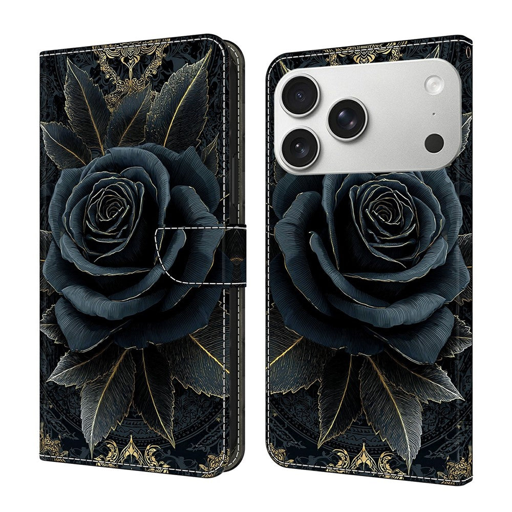 For iPhone 18 Pro Max / 17 Pro Max Wallet Stand Case Pattern Printing Leather Phone Cover