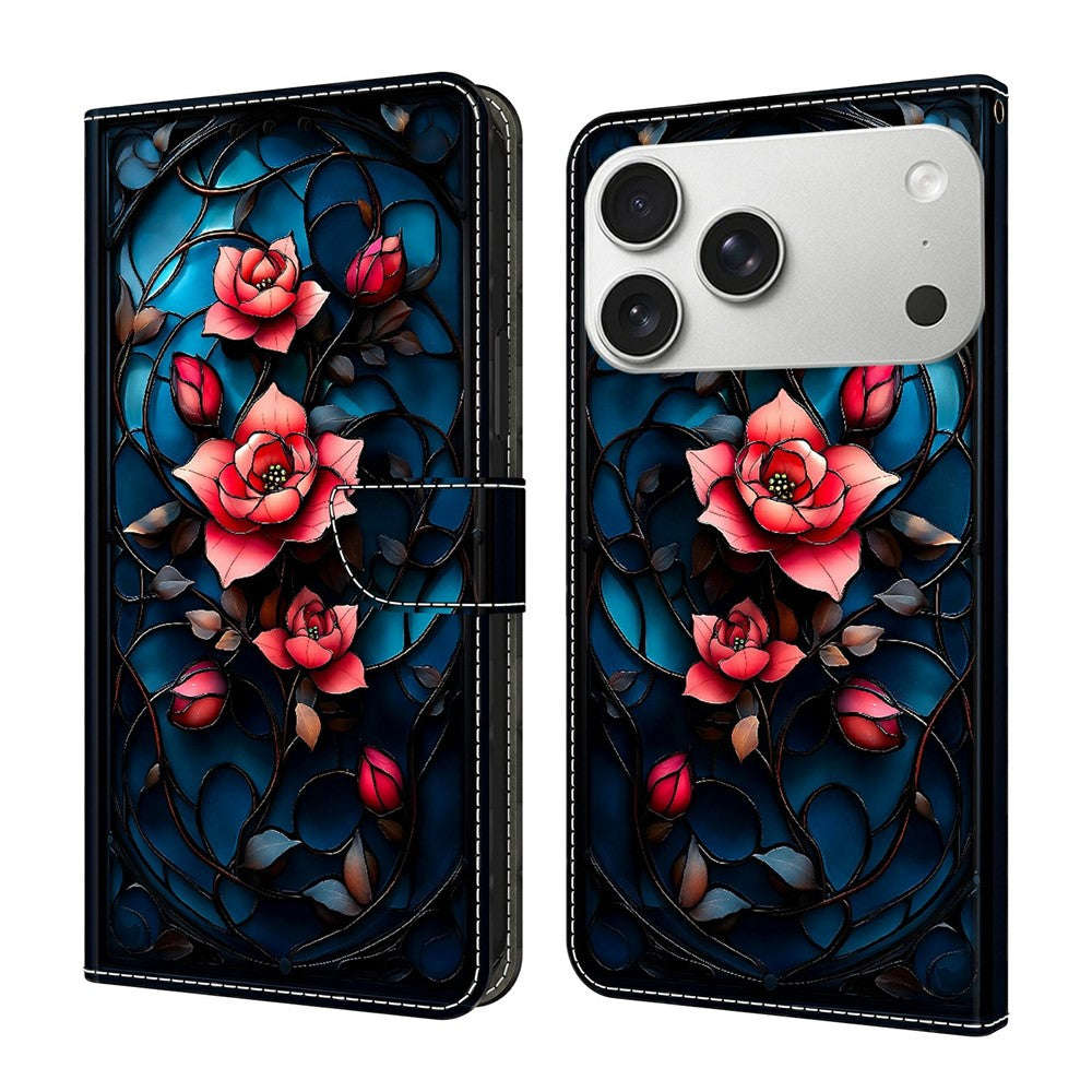 For iPhone 18 Pro Max / 17 Pro Max Wallet Stand Case Pattern Printing Leather Phone Cover