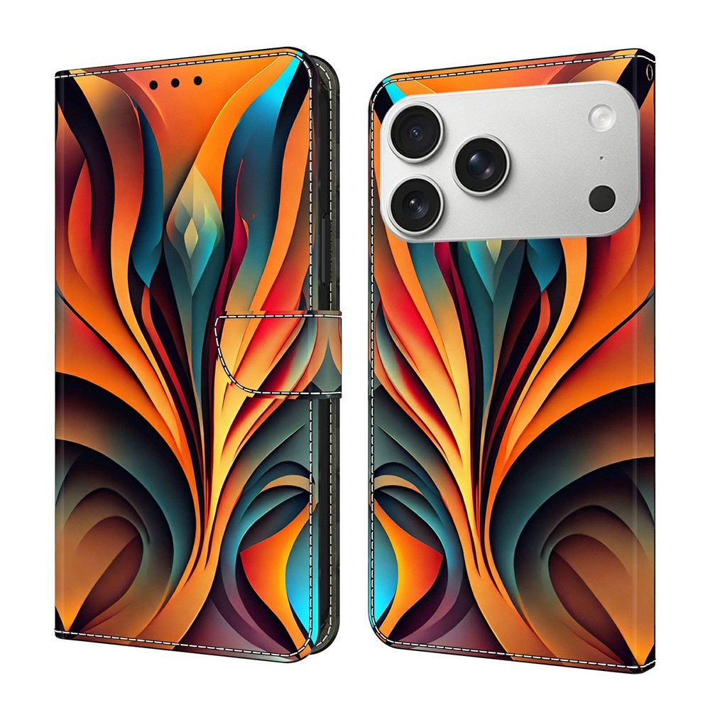 For iPhone 18 Pro Max / 17 Pro Max Wallet Stand Case Pattern Printing Leather Phone Cover