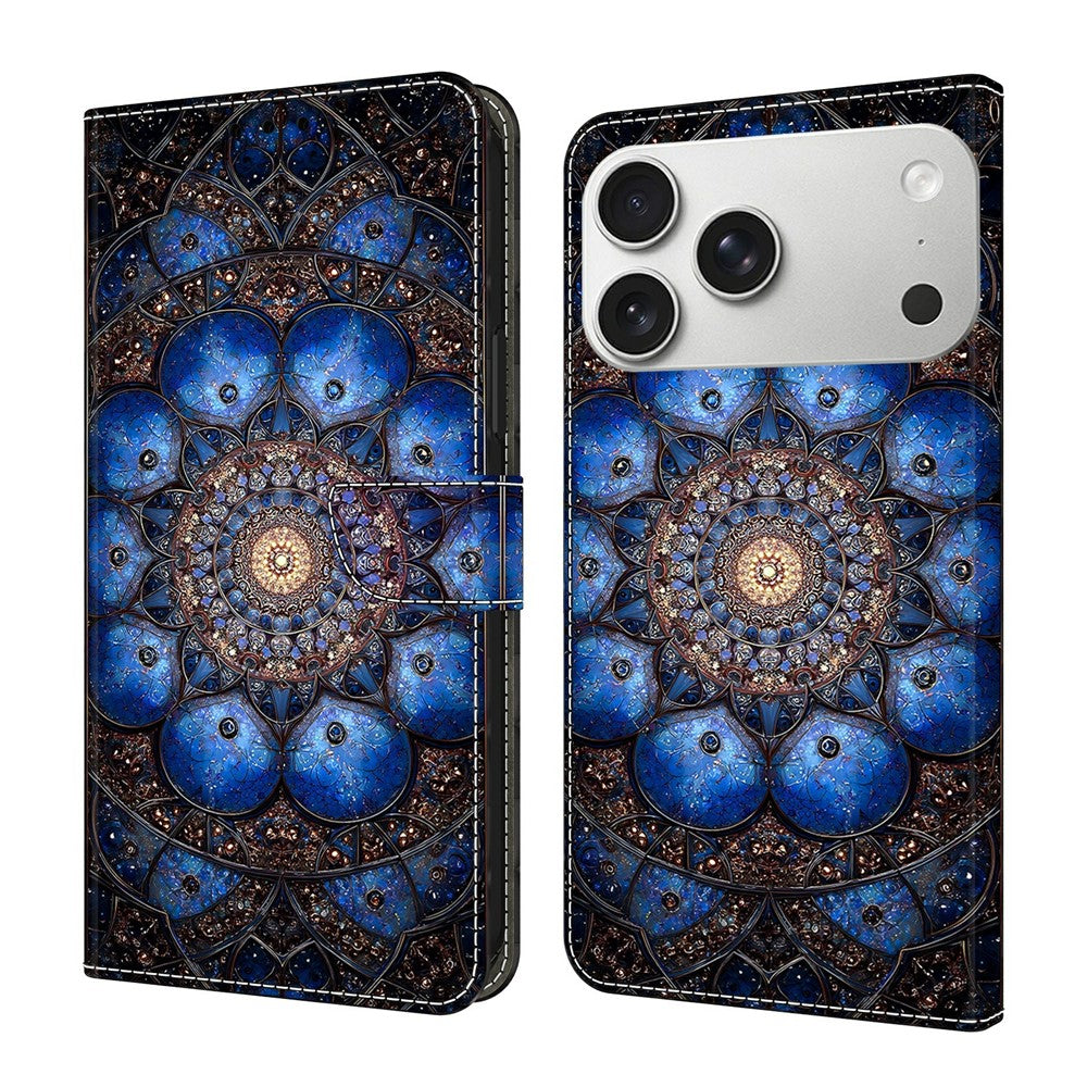 For iPhone 18 Pro Max / 17 Pro Max Wallet Stand Case Pattern Printing Leather Phone Cover