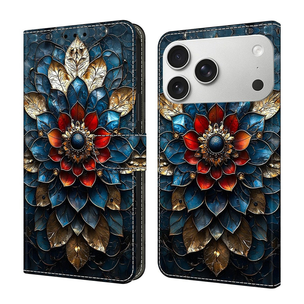 For iPhone 18 Pro Max / 17 Pro Max Wallet Stand Case Pattern Printing Leather Phone Cover