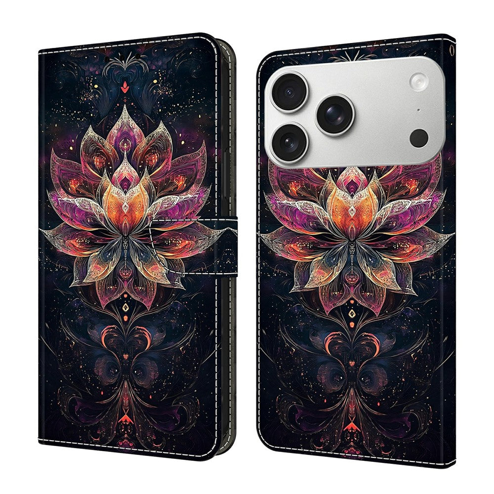 For iPhone 18 Pro Max / 17 Pro Max Wallet Stand Case Pattern Printing Leather Phone Cover
