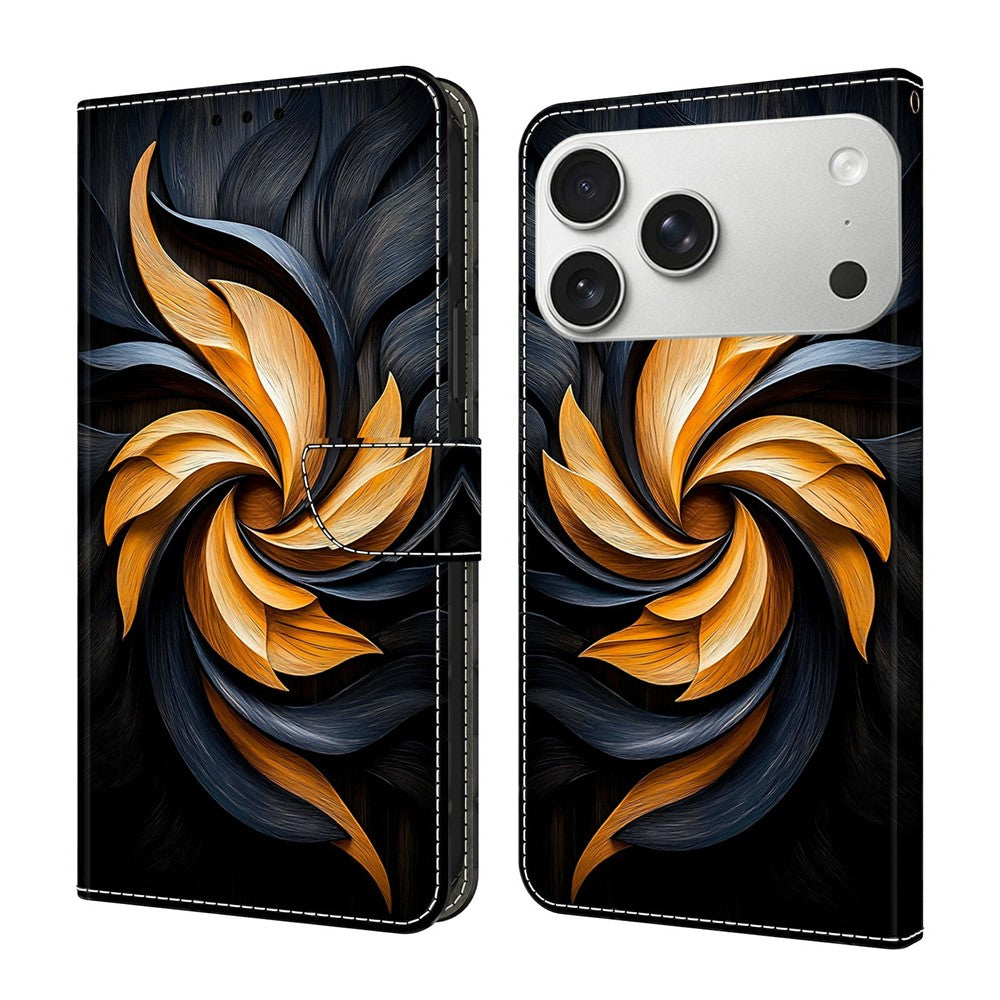For iPhone 18 Pro Max / 17 Pro Max Wallet Stand Case Pattern Printing Leather Phone Cover