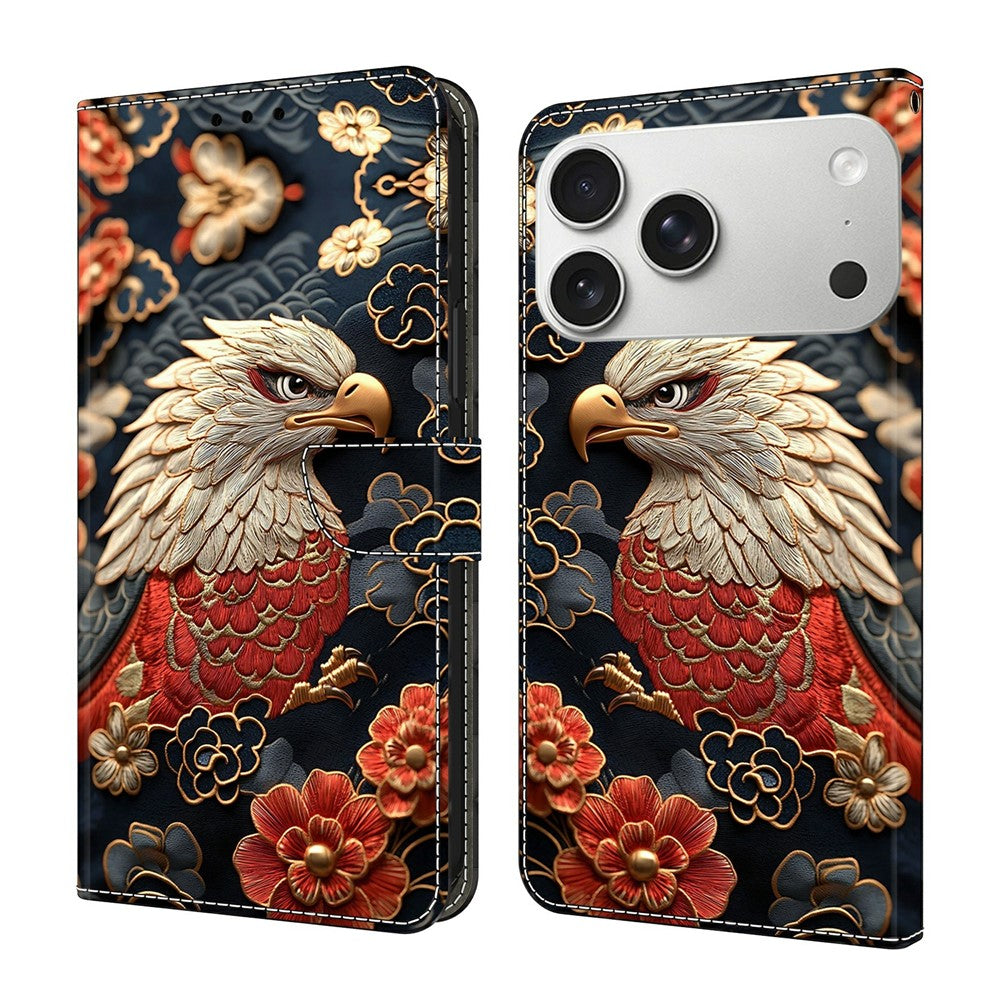 For iPhone 18 Pro Max / 17 Pro Max Wallet Stand Case Pattern Printing Leather Phone Cover
