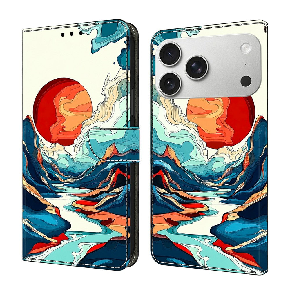For iPhone 18 Pro Max / 17 Pro Max Wallet Stand Case Pattern Printing Leather Phone Cover