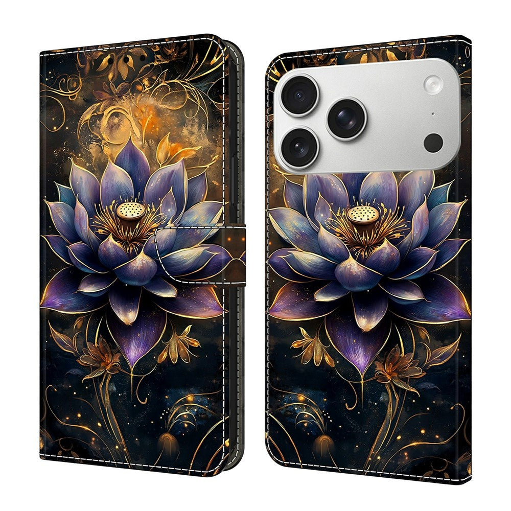 For iPhone 18 Pro Max / 17 Pro Max Wallet Stand Case Pattern Printing Leather Phone Cover