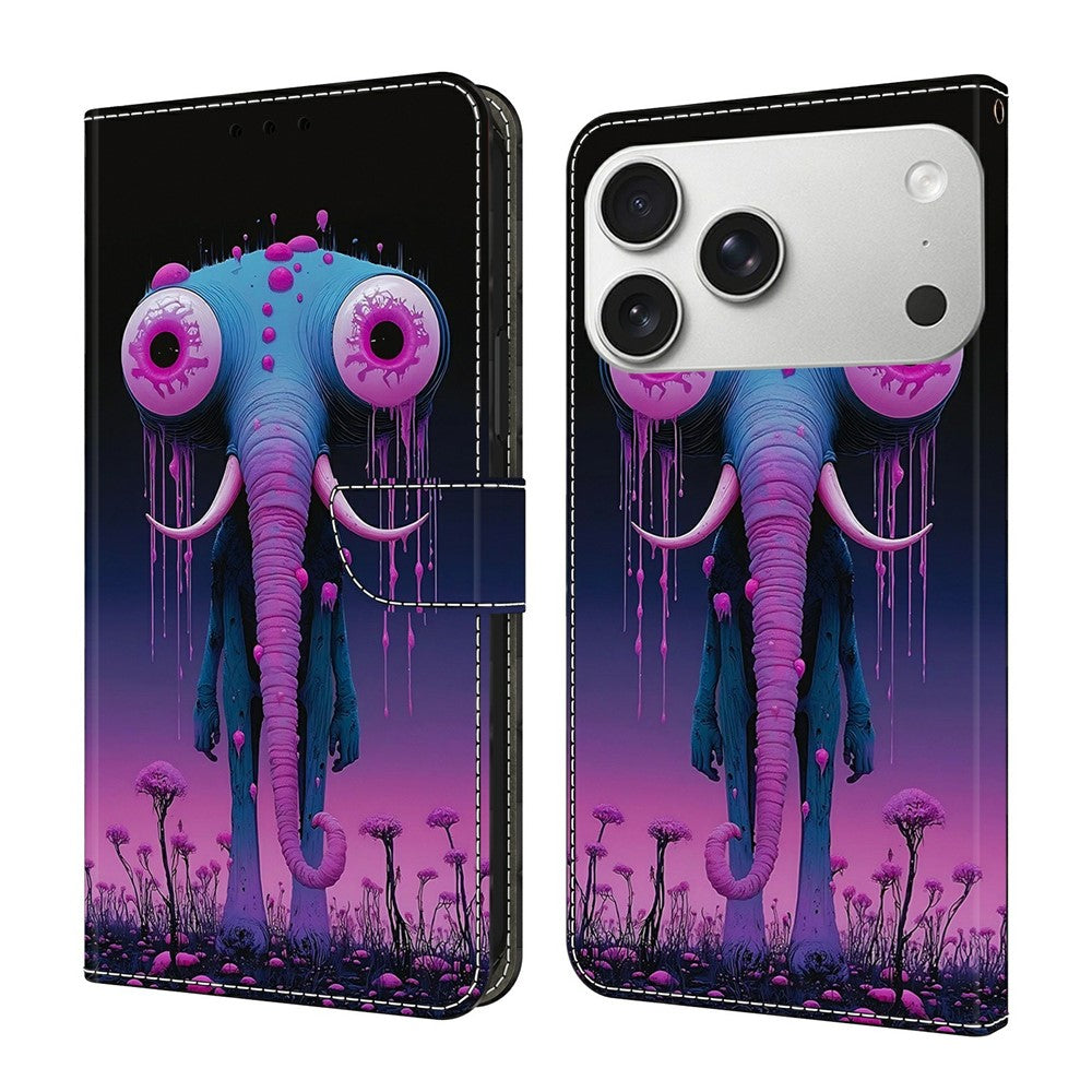 For iPhone 18 Pro Max / 17 Pro Max Wallet Stand Case Pattern Printing Leather Phone Cover
