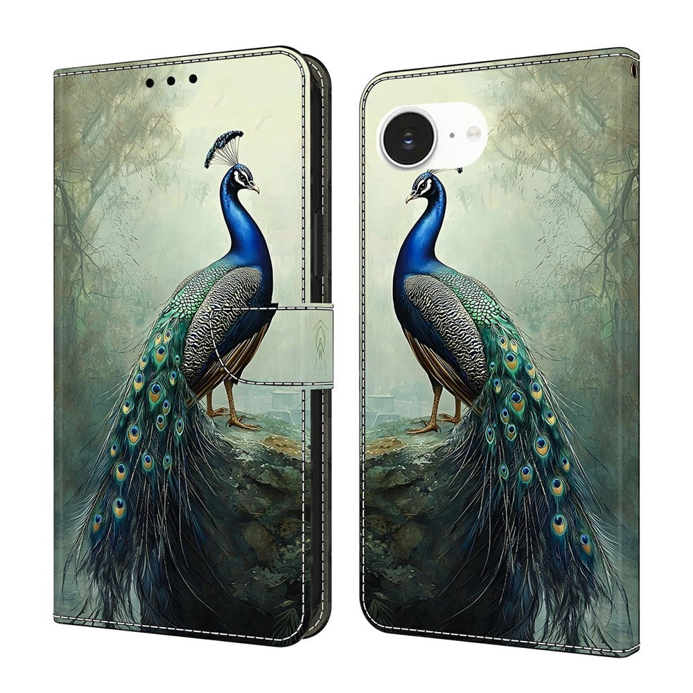 For iPhone 17e / 16e Wallet Stand Case Pattern Printing Leather Phone Cover