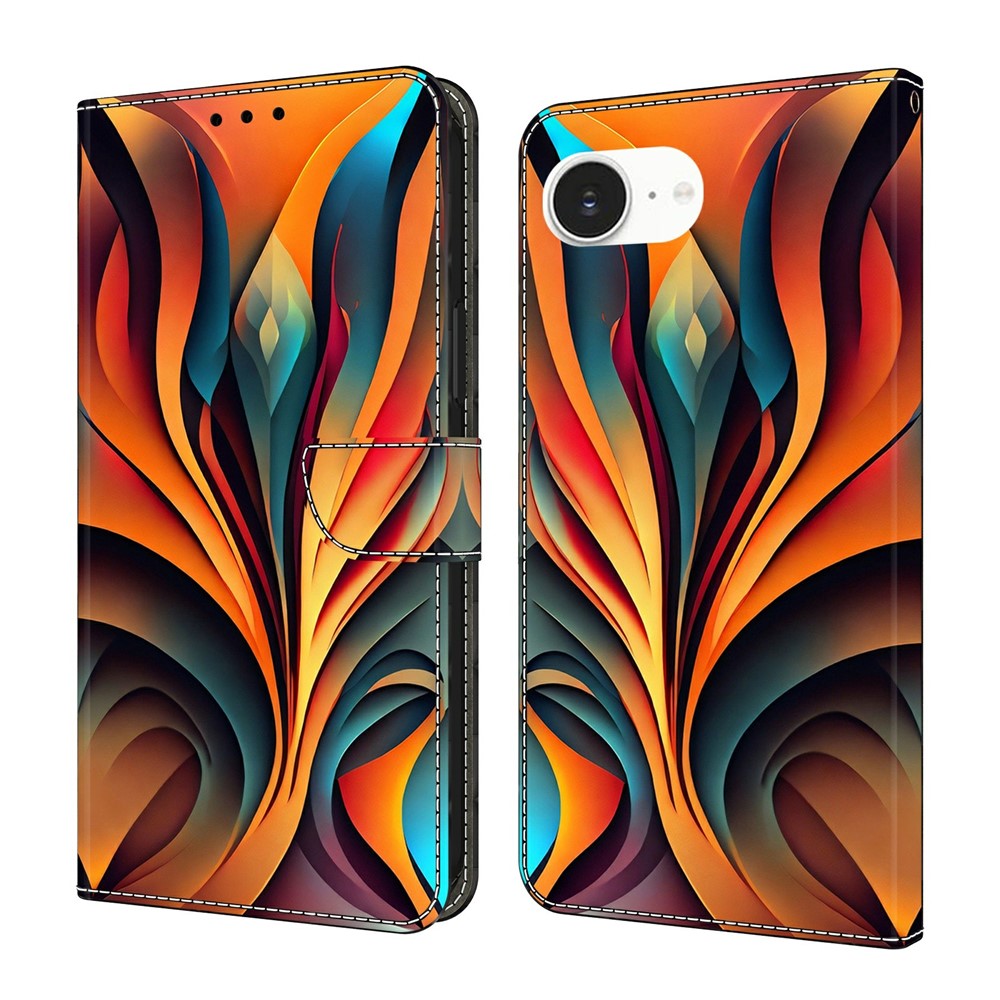 For iPhone 17e / 16e Wallet Stand Case Pattern Printing Leather Phone Cover