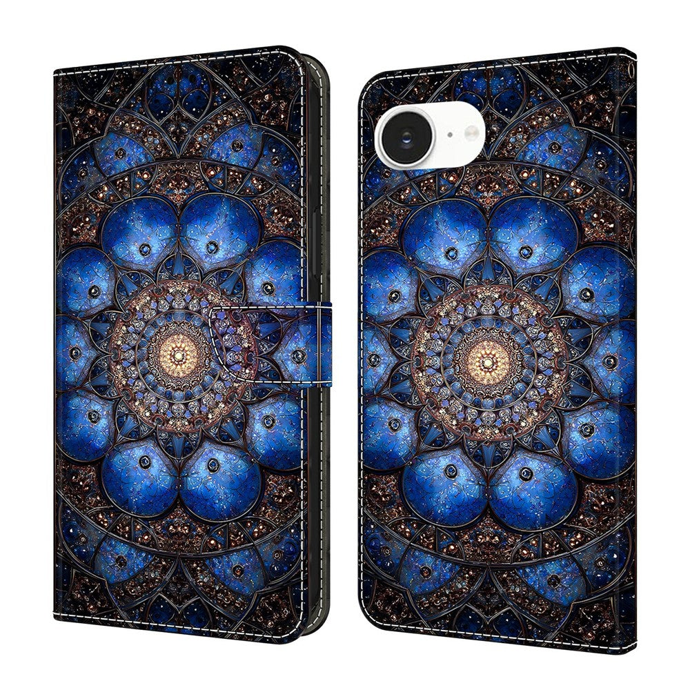 For iPhone 17e / 16e Wallet Stand Case Pattern Printing Leather Phone Cover