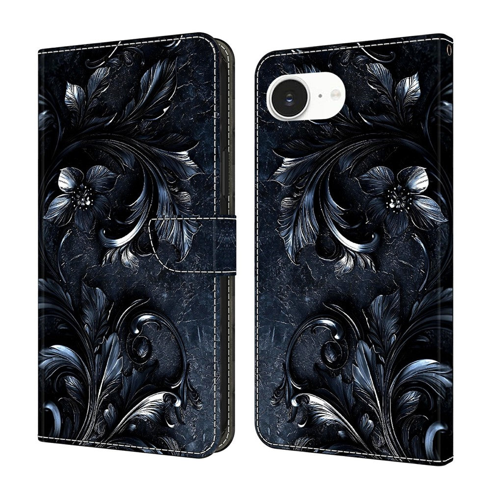 For iPhone 17e / 16e Wallet Stand Case Pattern Printing Leather Phone Cover