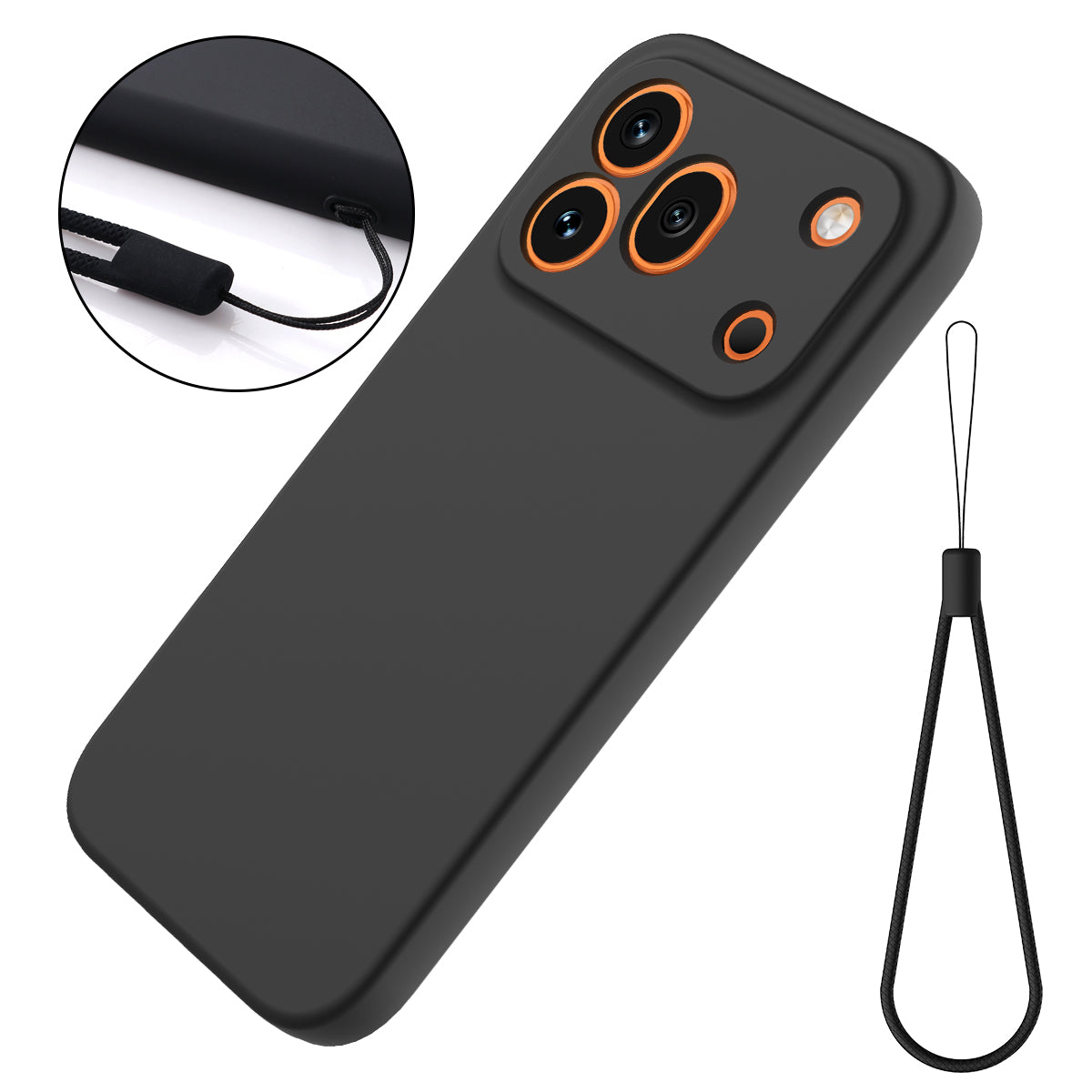 For Honor 600 Pro 5G Liquid Silicone Case Phone Back Cover with Hand Strap