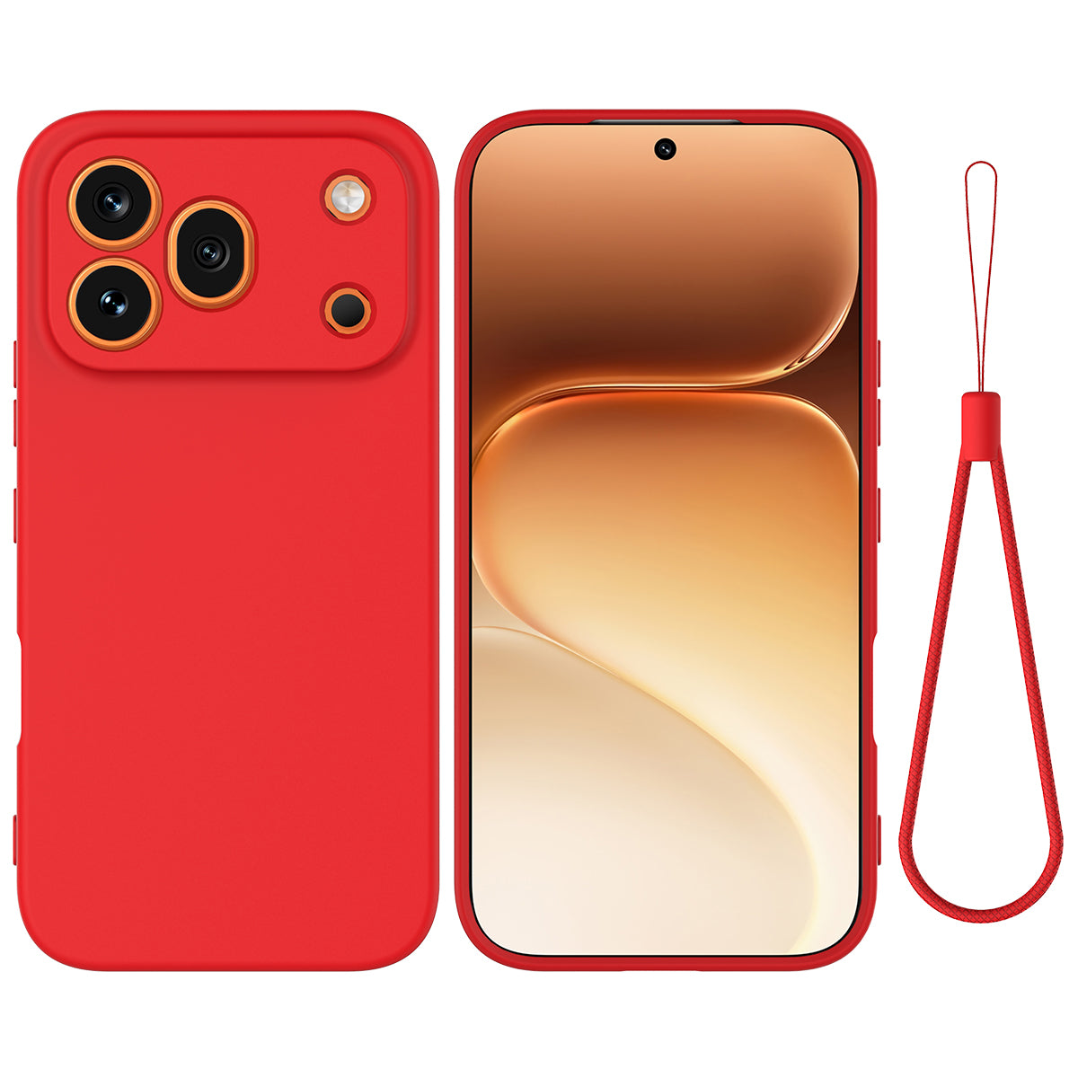 For Honor 600 Pro 5G Liquid Silicone Case Phone Back Cover with Hand Strap