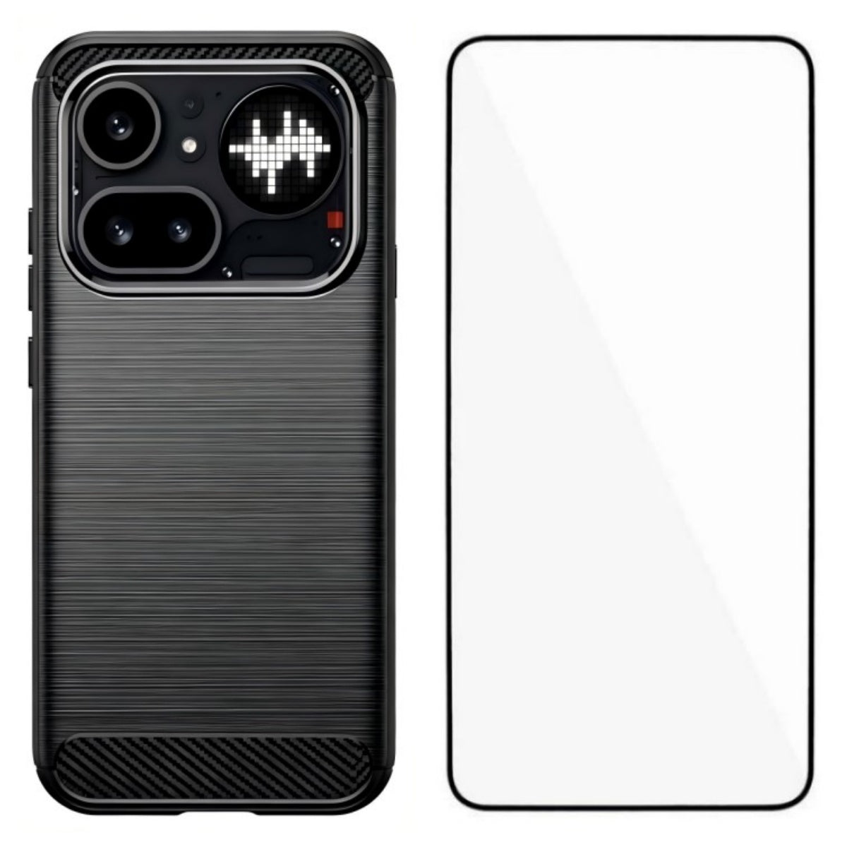 WANLONFENG for Nothing Phone (4a) Pro Case with Screen Film  LS Series Big Lens Hole Brushed Texture TPU Phone Cover