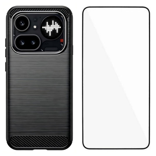 WANLONFENG for Nothing Phone (4a) Pro Case with Screen Film  LS Series Big Lens Hole Brushed Texture TPU Phone Cover