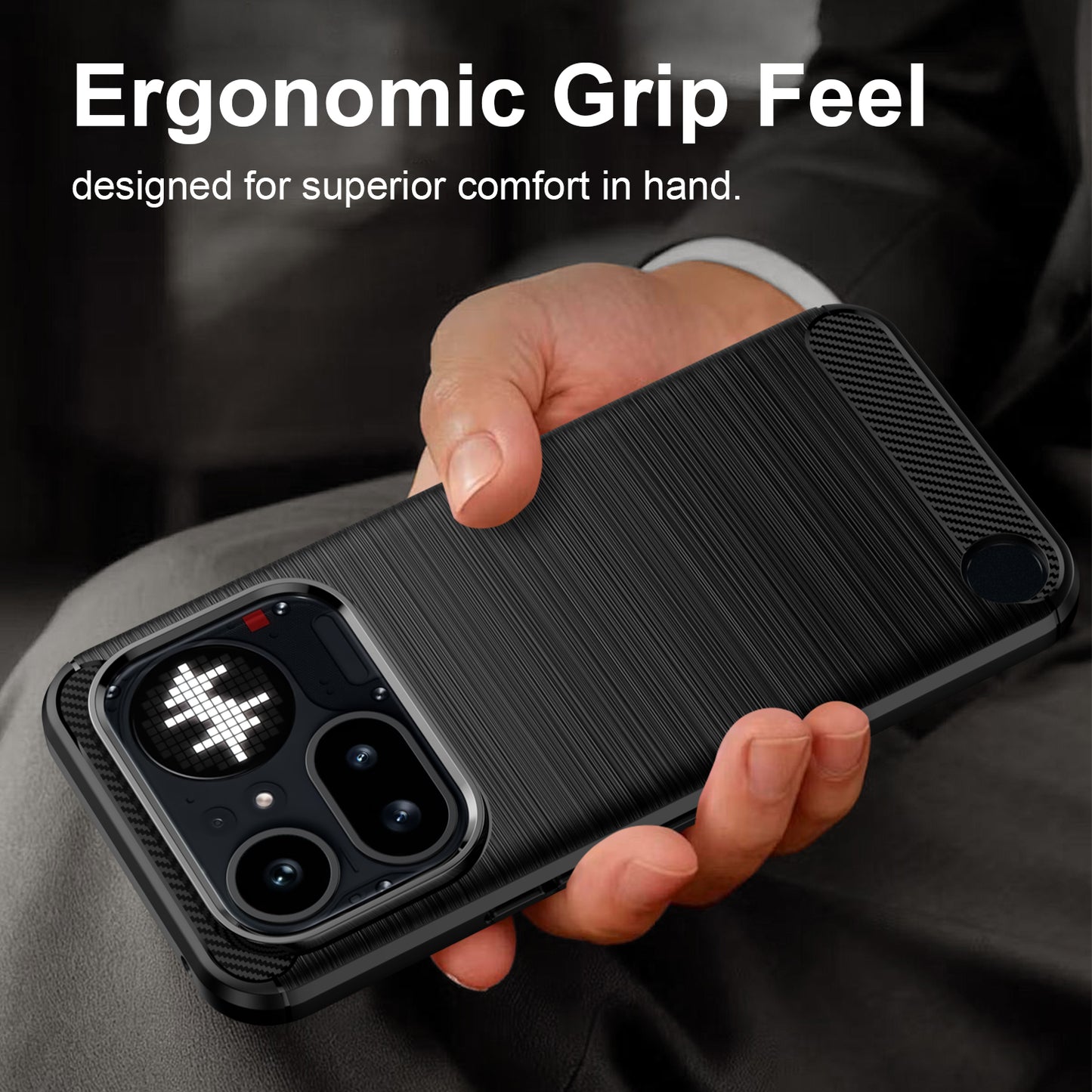 WANLONFENG for Nothing Phone (4a) Pro Case with Screen Film  LS Series Big Lens Hole Brushed Texture TPU Phone Cover