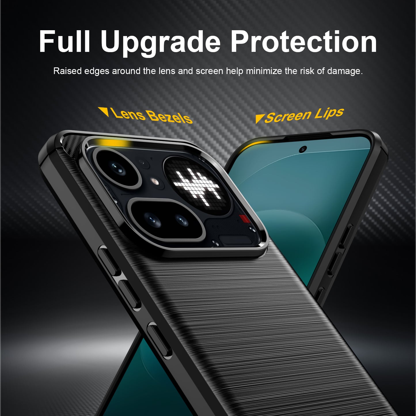 WANLONFENG for Nothing Phone (4a) Pro Case with Screen Film  LS Series Big Lens Hole Brushed Texture TPU Phone Cover