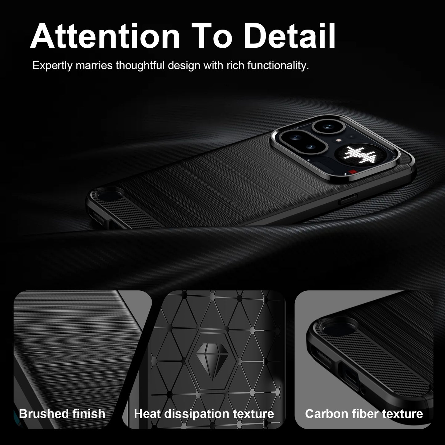 WANLONFENG for Nothing Phone (4a) Pro Case with Screen Film  LS Series Big Lens Hole Brushed Texture TPU Phone Cover